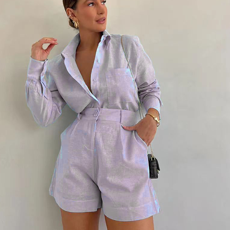 💕Eleganter Zweiteiler für Damen: Langarmshirt & Shorts