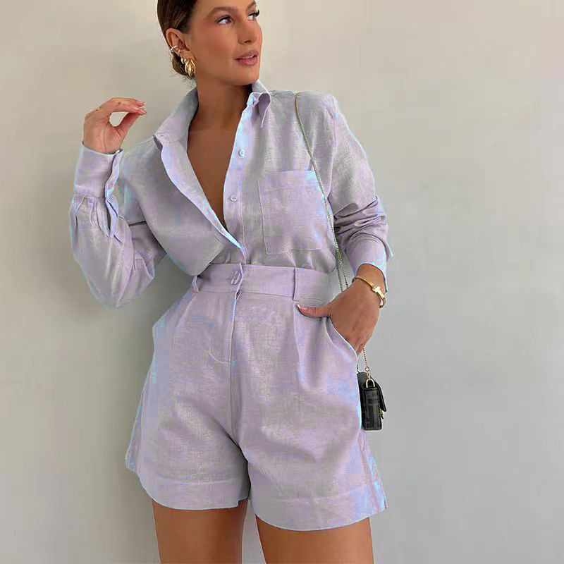 💕Eleganter Zweiteiler für Damen: Langarmshirt & Shorts