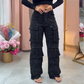 🔥Weite Hose mit Strasssteinen und Taschen für Damen