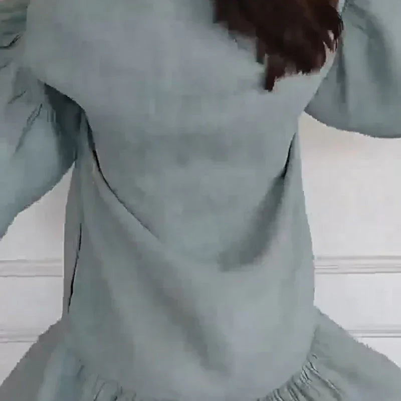 🌹Lässiges Damen-Blusenkleid mit V-Ausschnitt und Volant