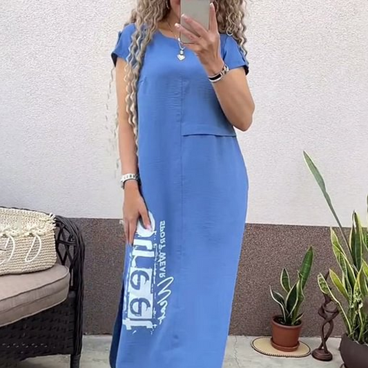 ⏳Zeitlich begrenzter Rabatt💥Women's Casual Short Sleeve Side Slit Loose Fit Dress
