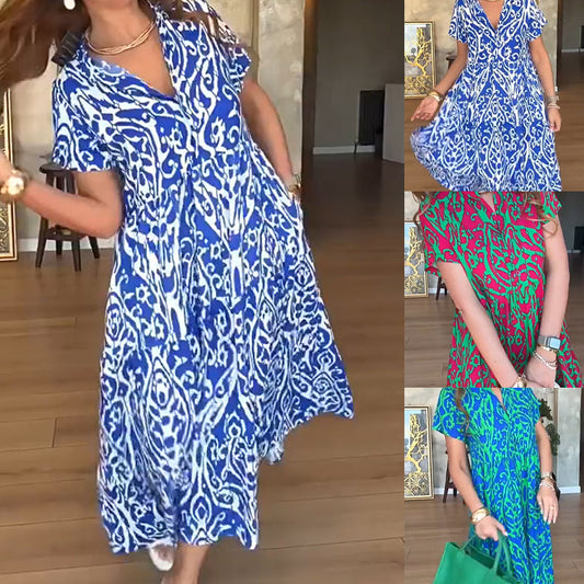🔥HEISSER VERKAUF 50% RABATT🔥Lässiges Damenkleid mit Print und A-Linien-Schnitt