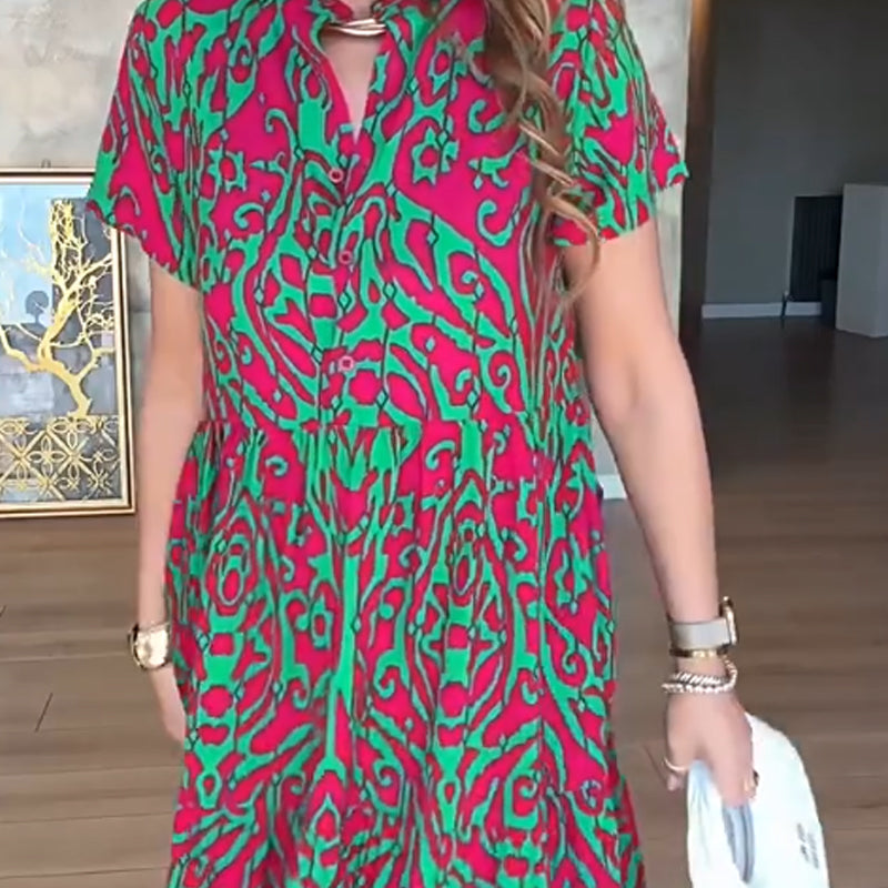 🔥HEISSER VERKAUF 50% RABATT🔥Lässiges Damenkleid mit Print und A-Linien-Schnitt