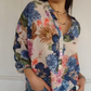 💕Damenbluse mit Blumenmuster und V-Ausschnitt