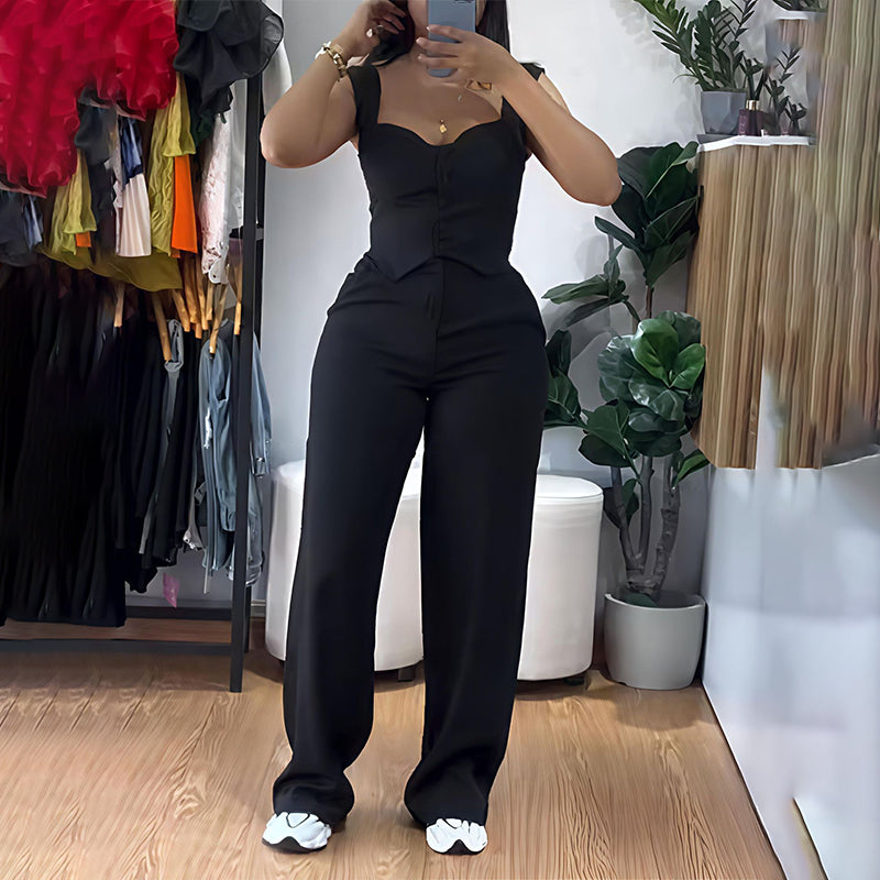 Damen-Set aus figurbetontem Oberteil und langer Hose