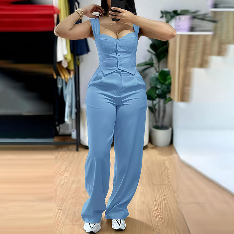 Damen-Set aus figurbetontem Oberteil und langer Hose