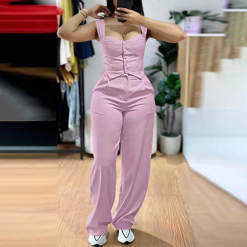 Damen-Set aus figurbetontem Oberteil und langer Hose