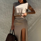 🌸 50% Rabatt auf neue Produkte 💖 Elegantes hochgeschlitztes Oberteil und Neckholder-Rock für Frauen