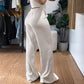 💐 🌻Damen-Set aus figurbetontem Oberteil und langer Hose