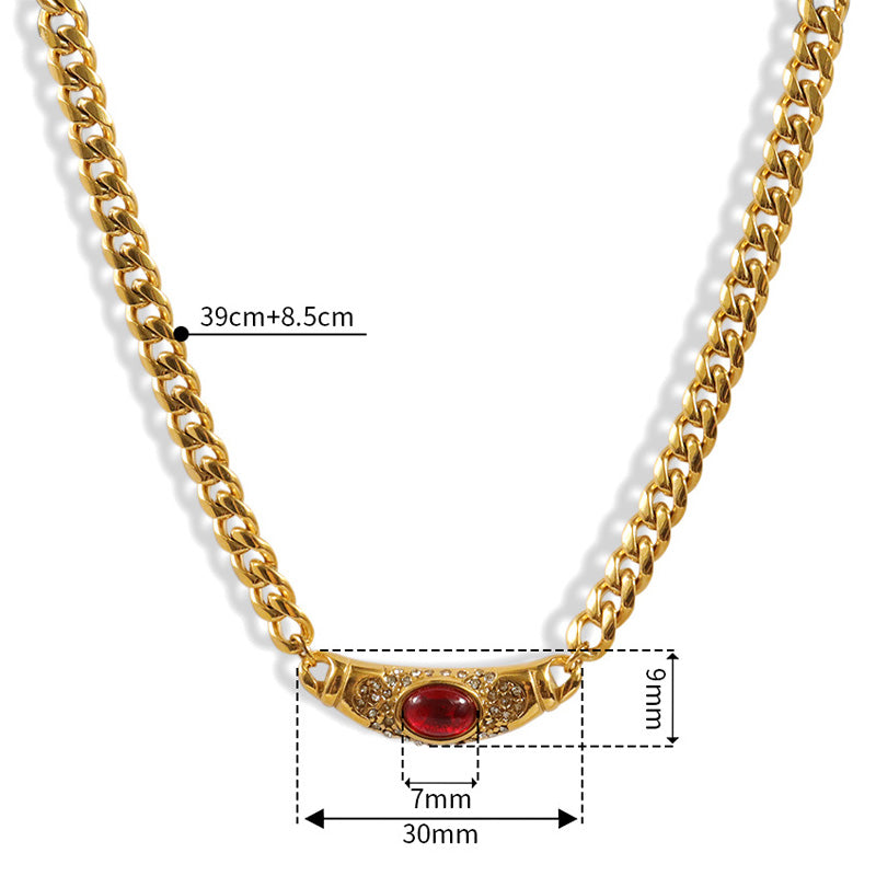 Shiny Zircon Pendant Necklace in Stainless Steel