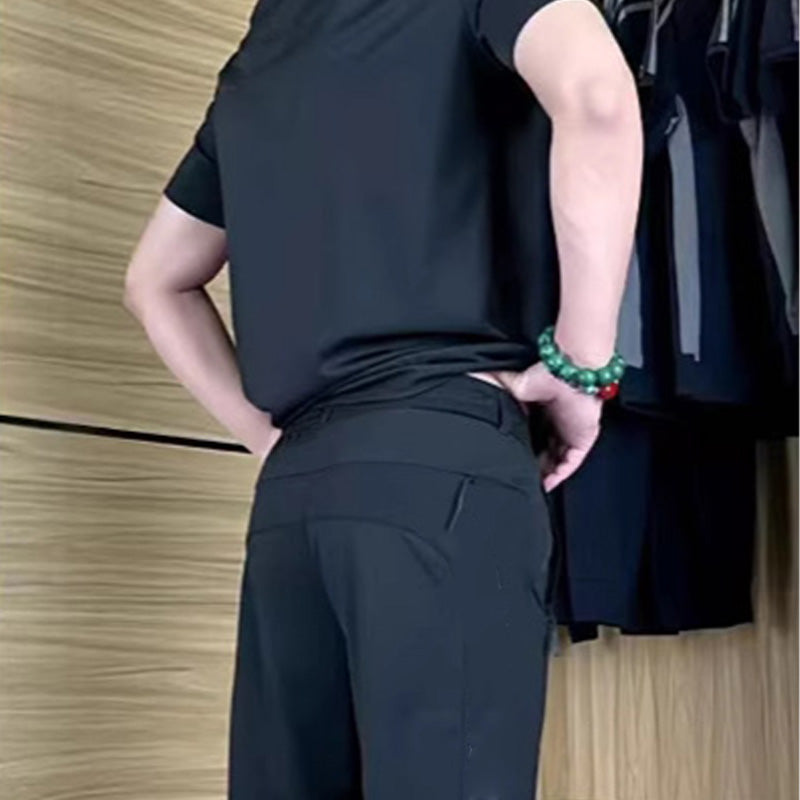 🎁💐Lässiges Stretch-Set für Herren aus Eisseide mit T-Shirt und Hose