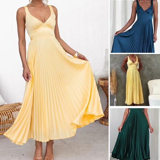 Sexy Trägerkleid mit offenem Rücken und Plisseerock