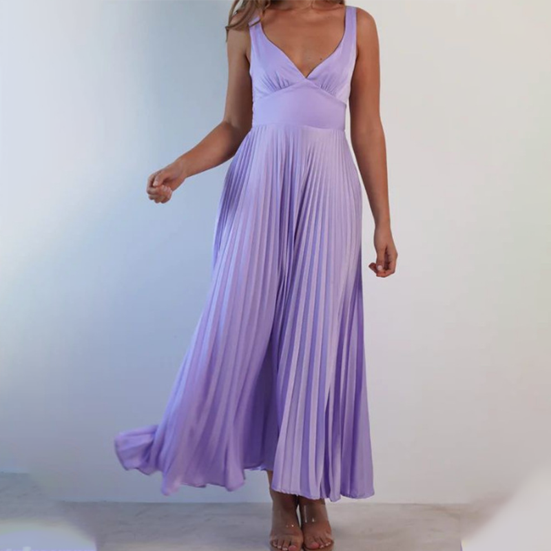 Sexy Trägerkleid mit offenem Rücken und Plisseerock