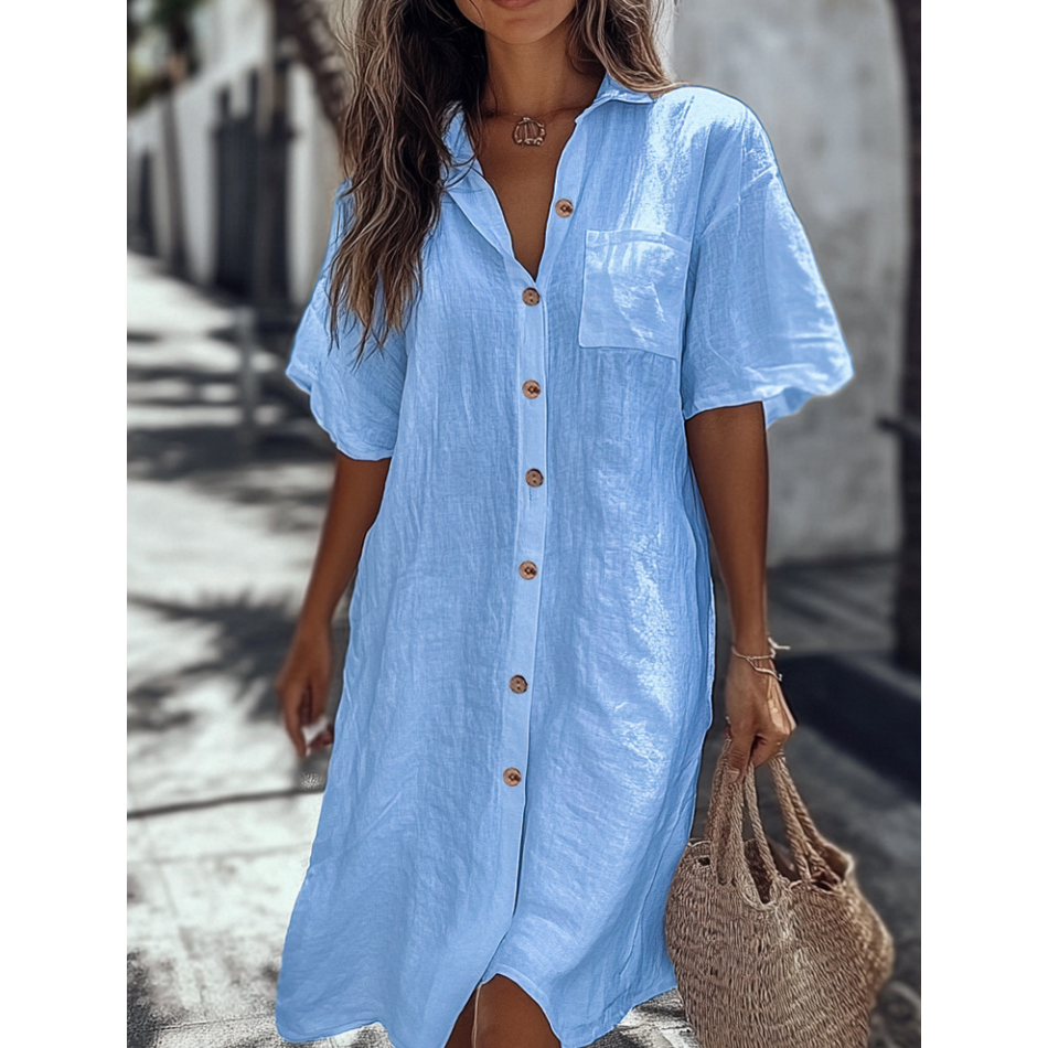 🔥Heißer Verkauf 50 % Rabatt💥Kaufen Sie 2 und erhalten Sie 5 % Rabatt👗Lässiges Baumwoll-Leinen-Hemdkleid