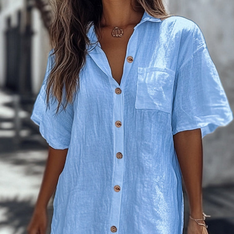 🔥Heißer Verkauf 50 % Rabatt💥Kaufen Sie 2 und erhalten Sie 5 % Rabatt👗Lässiges Baumwoll-Leinen-Hemdkleid