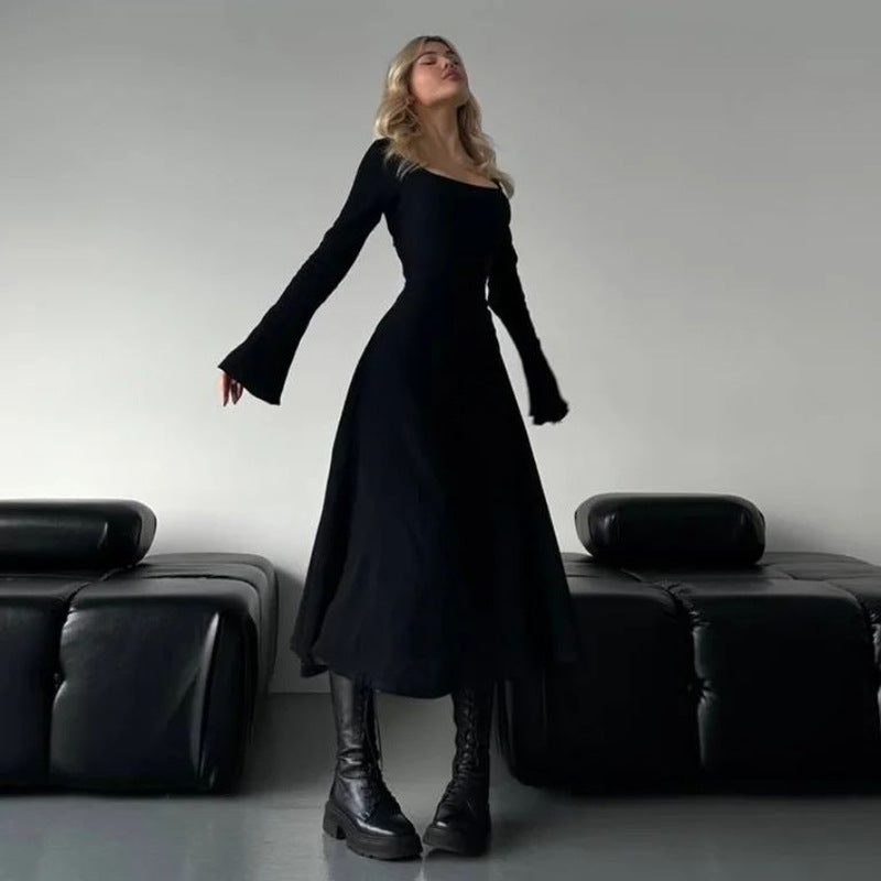 💕Damenkleid mit Karree-Ausschnitt und Schnürung in A-Linie💕