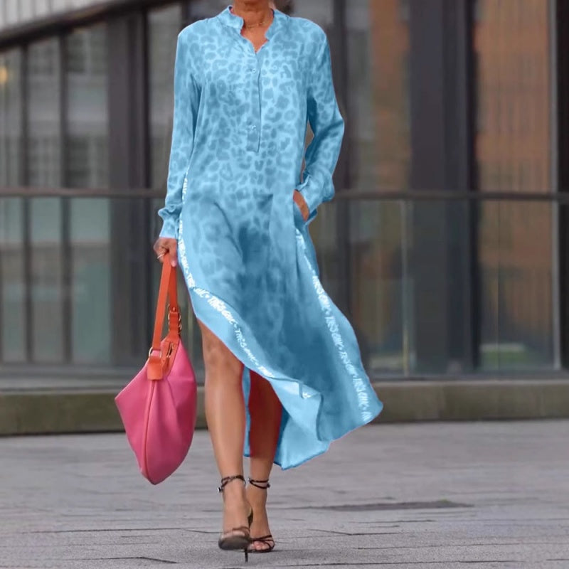 💥💃Trendiges Kleid mit Leopardenmuster, V-Ausschnitt und Seitenschlitz für Damen
