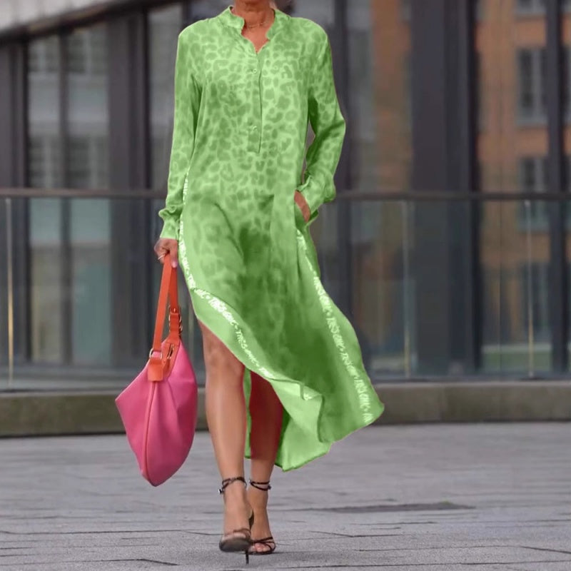 💥💃Trendiges Kleid mit Leopardenmuster, V-Ausschnitt und Seitenschlitz für Damen