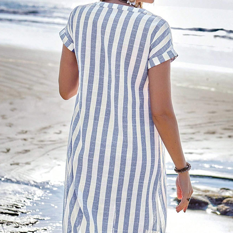 🌸✨Gestreiftes Button-Down-Hemdkleid für Damen