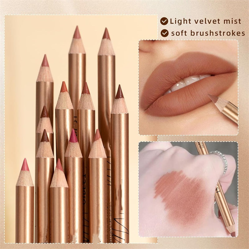 👄  💄 12er Set Lippenkonturenstifte wasserfest & abriebfest – Langanhaltend farbintensiv, geschmeidige Textur für Alltags- und Profi-Makeup🎨