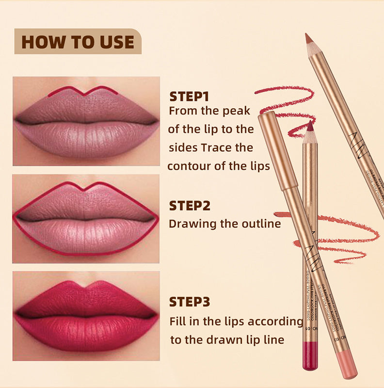 👄  💄 12er Set Lippenkonturenstifte wasserfest & abriebfest – Langanhaltend farbintensiv, geschmeidige Textur für Alltags- und Profi-Makeup🎨