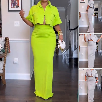 Damen zweiteiliges Set: Crop-Top und Maxi-Rock