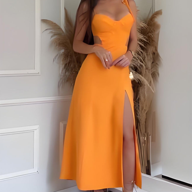 Kleid mit Spaghettiträgern und hohem Schlitz für Damen