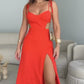 Kleid mit Spaghettiträgern und hohem Schlitz für Damen