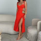 Kleid mit Spaghettiträgern und hohem Schlitz für Damen