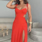 Kleid mit Spaghettiträgern und hohem Schlitz für Damen