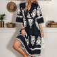 💕Lässiges Kleid mit Print und V-Ausschnitt