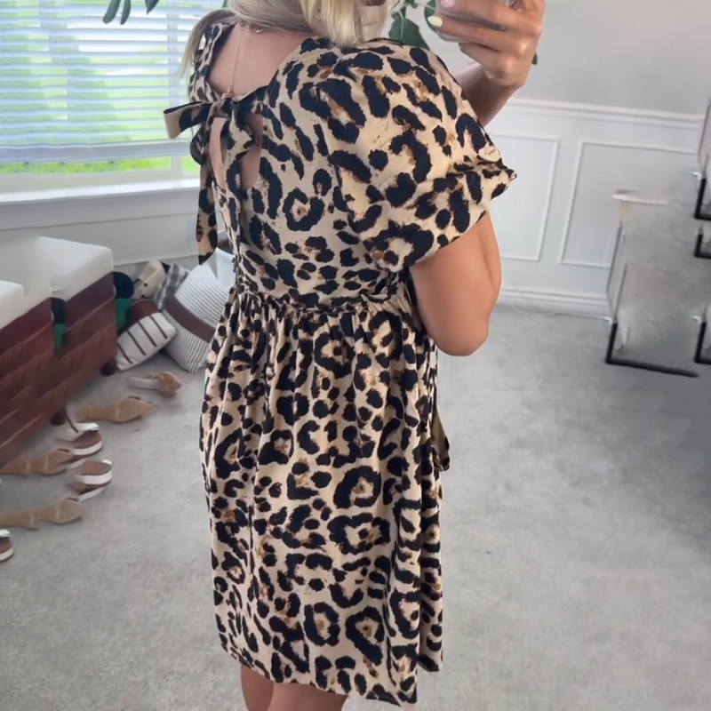 🐆Lässiges Minikleid mit Leopardenmuster für Damen