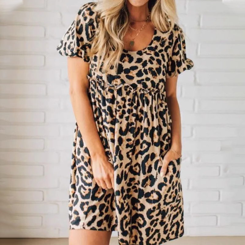 🐆Lässiges Minikleid mit Leopardenmuster für Damen