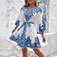 💖Bedrucktes Kleid mit V-Ausschnitt und Bindeband für Damen👗