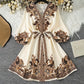 💖Bedrucktes Kleid mit V-Ausschnitt und Bindeband für Damen👗