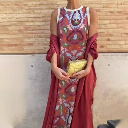 🌸Damen-Zweiteiler: Ärmelloses Maxikleid & Sommerjacke