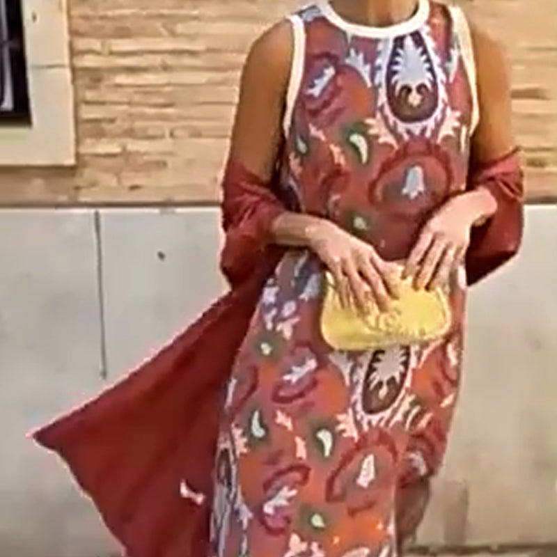 🌸Damen-Zweiteiler: Ärmelloses Maxikleid & Sommerjacke