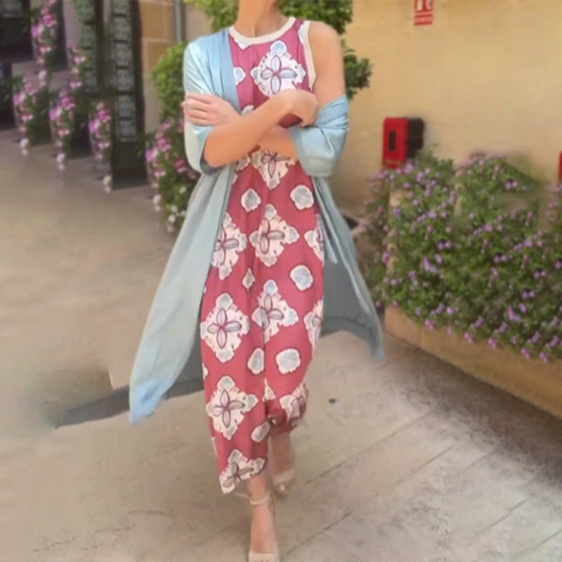 🌸Damen-Zweiteiler: Ärmelloses Maxikleid & Sommerjacke