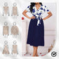 👗Wickelkleid mit Blumenmuster und V-Ausschnitt und Gürtel für Damen