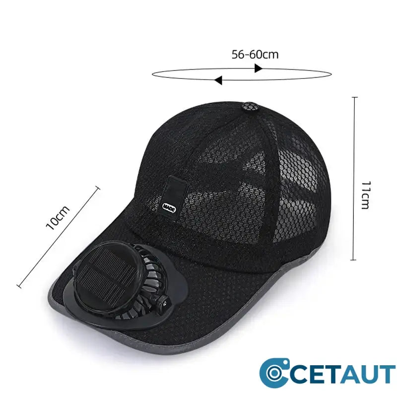 Baseballkappe mit Solarventilator – 360° drehbar, 16h Laufzeit, UPF50+ – ideal für Garten, Wandern & heiße Tage