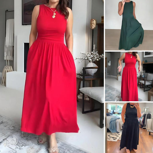 💫Elegantes Maxikleid mit Rundhalsausschnitt für Damen👗