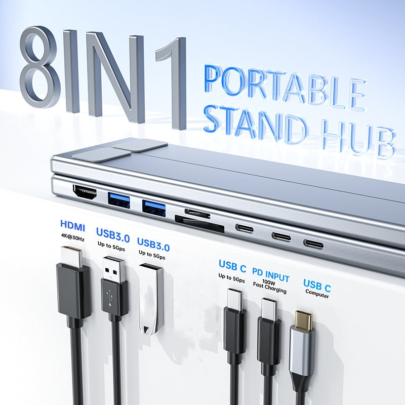 8-in-1 USB-C Dockingstation & Laptopständer – 8 Ports, 4K HDMI & Höhenverstellbar für Mehr Produktivität 🖥️
