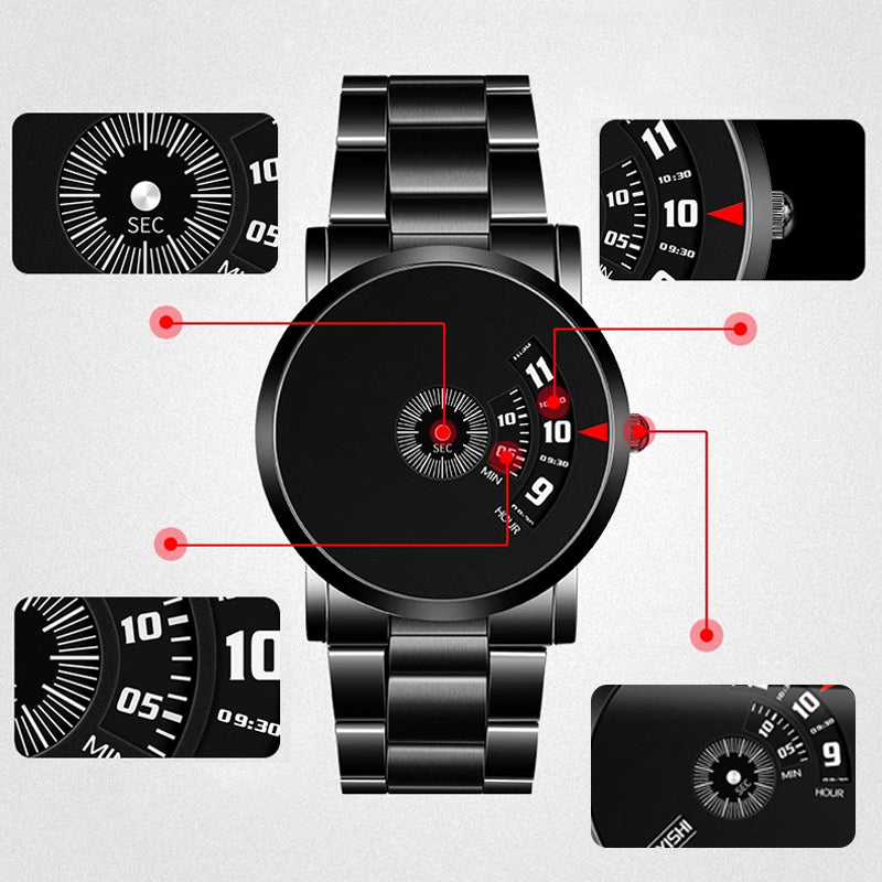🔥Herren-Wasserfest-Automatik-Uhr - mit Edelstahl/Netz/Leder-Armband