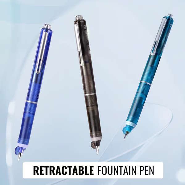 🏆50% zeitlich begrenzter Rabatt🖊️Füllfederhalter，Stift, einziehbar: 0,38 mm, blaue und schwarze Tinte, transparenter Schaft, inkl. 5 nachfüllbaren Tintenpatronen