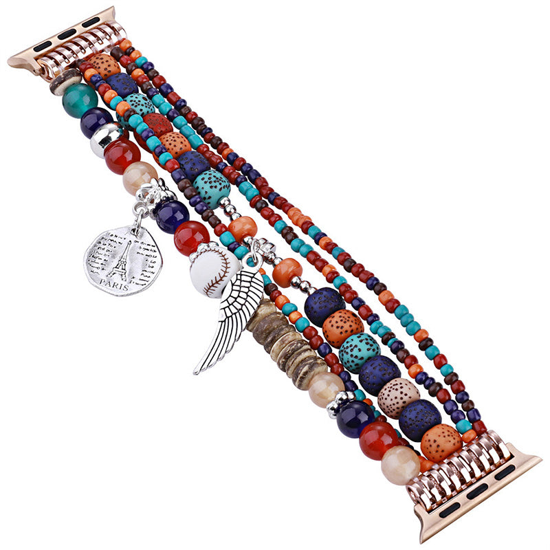 Boho-Uhrenarmband mit Flügelanhänger