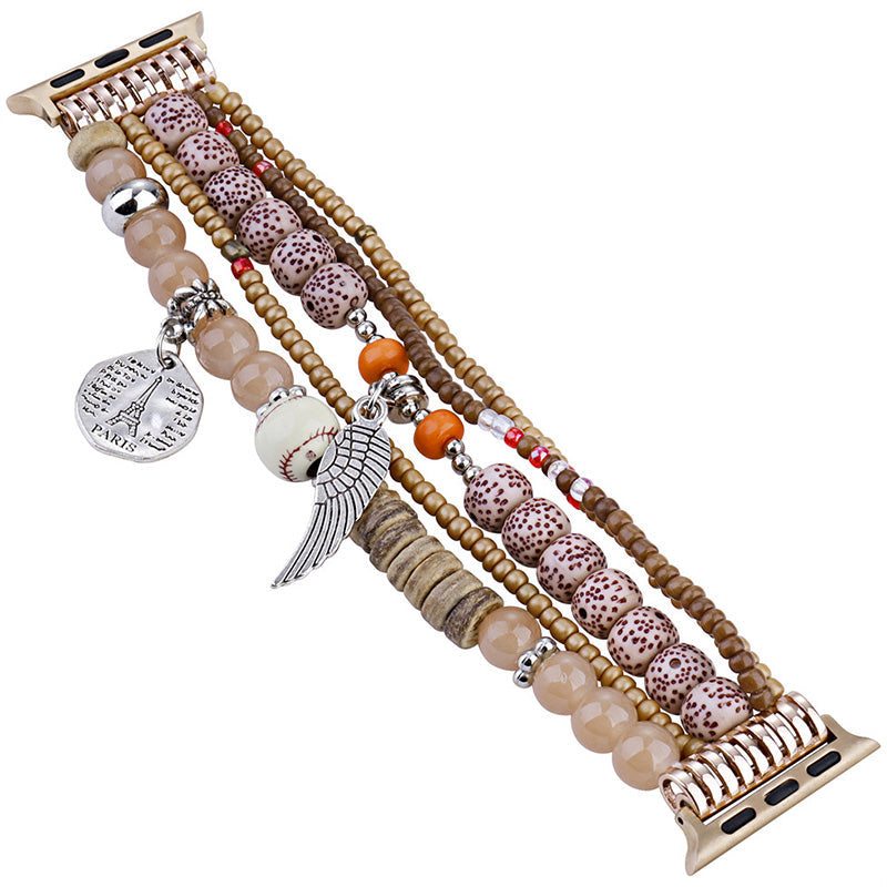 Boho-Uhrenarmband mit Flügelanhänger