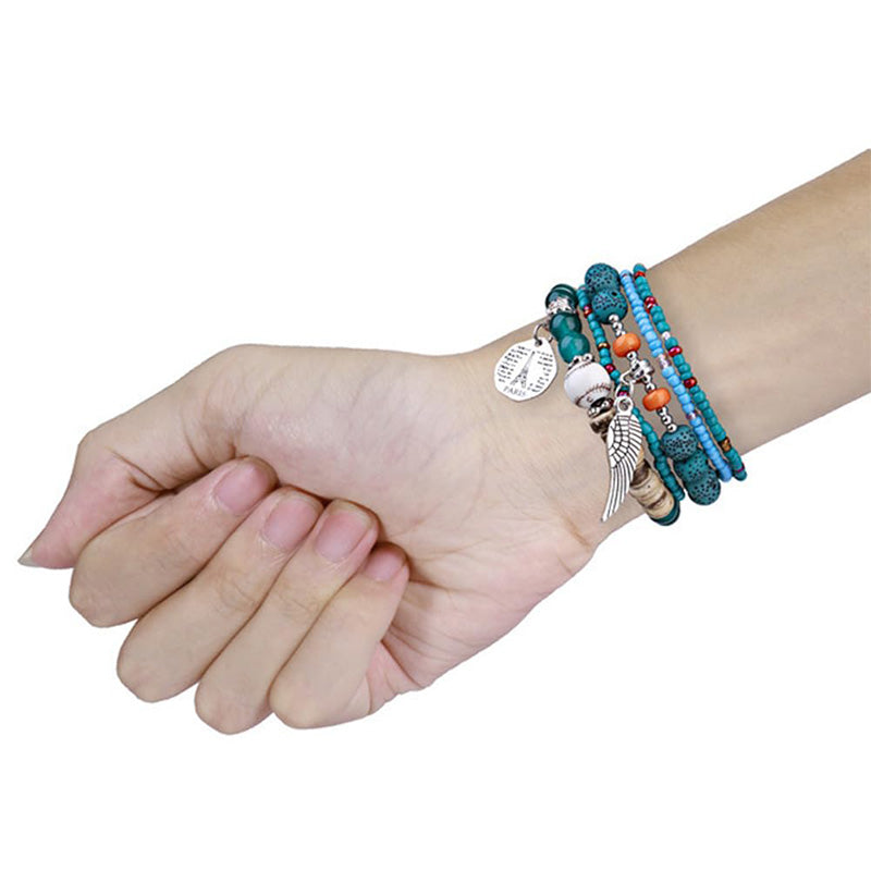 Boho-Uhrenarmband mit Flügelanhänger