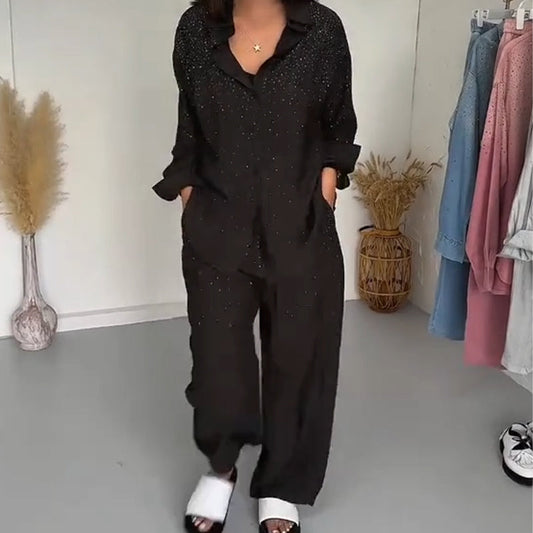 🔥🔥✨Glitzernde Damenhemden ＆ Weite Hosen im 2-teiligen Set