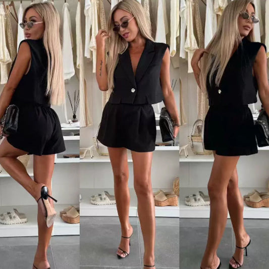 🔥🔥✨Ärmellose Weste und Shorts für Frauen, 2-teiliges Set