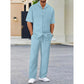 🔥Herren-Set aus Oberteil mit Kragen und Hose mit Kordelzug